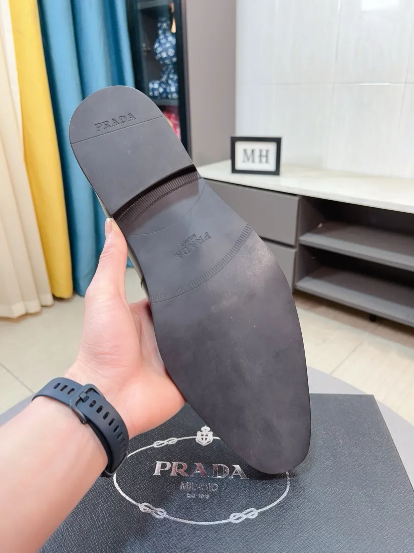 Men's shoes 💰540🌹🌹【PRADA Leather Shoes】Top purchasing agent Original imported Italian custom cowhide leather surface, fully imported water-dyed breathable cowhide lining, original factory special molded sole super comfortable, size: 38-44